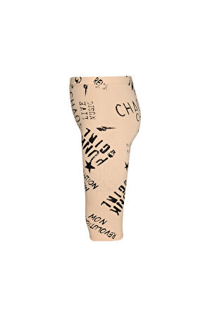 Punk Gırl Kız Çocuk Desenli Diz Altı Tayt Kapri