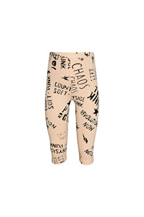 Punk Gırl Kız Çocuk Desenli Diz Altı Tayt Kapri