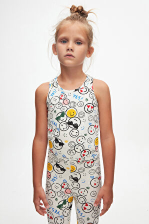 Cute Faces Kız Çocuk Yazlık Desenli Tayt