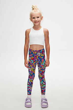 Abstract Leopard Kız Çocuk Yazlık Desenli Tayt