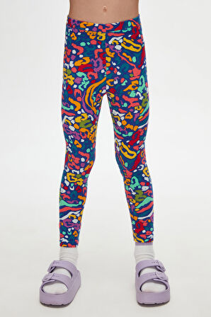 Abstract Leopard Kız Çocuk Yazlık Desenli Tayt