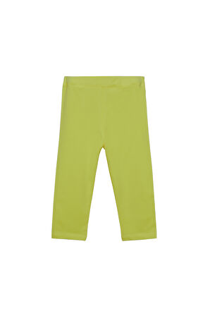 Yağ Yeşili Basic Kız Çocuk Diz Altı Tayt Kapri