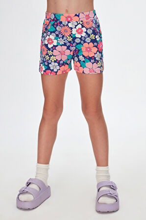 Kız Çocuk Neon Garden Desen Cepli Şort