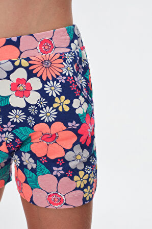 Kız Çocuk Neon Garden Desen Cepli Şort