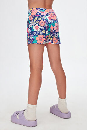 Kız Çocuk Neon Garden Desen Cepli Şort