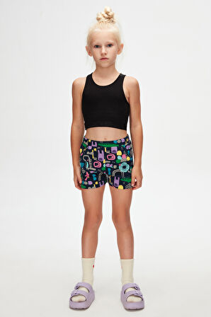 Cutouts Animal Kız Çocuk Cepli Desenli Şort