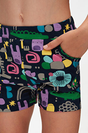 Cutouts Animal Kız Çocuk Cepli Desenli Şort