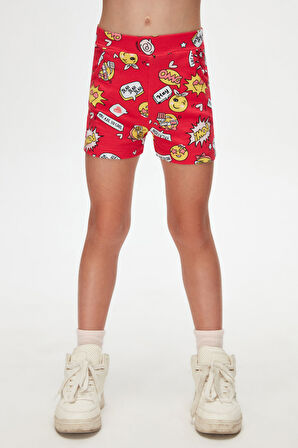 So Cool Kız Çocuk Desenli Cepli Şort