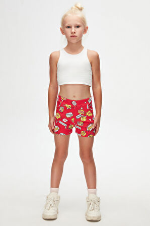 So Cool Kız Çocuk Desenli Cepli Şort