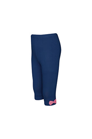 İndigo Basic Kız Çocuk Fiyonklu Diz Altı Tayt Kapri