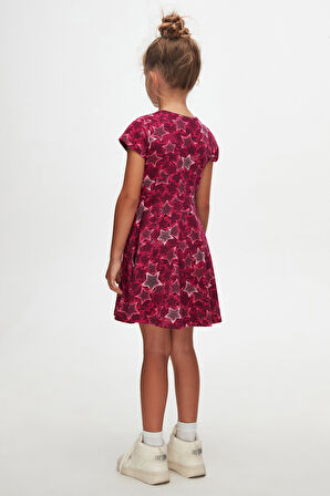 Pointing Stars Kız Çocuk Desenli Kısa Kollu Elbise