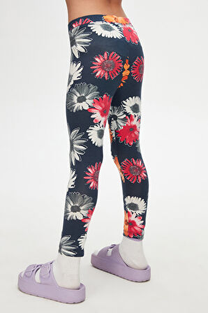 Stylized Sunflower Kız Çocuk Desenli Yazlık Tayt