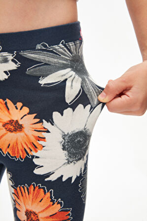 Stylized Sunflower Kız Çocuk Desenli Yazlık Tayt