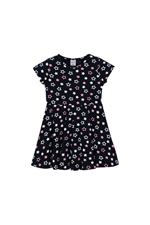 Lovely Stars Kız Çocuk Desenli Kısa Kollu Elbise