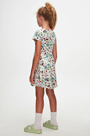 Fairy Garden Kız Çocuk Desenli Kısa Kollu Elbise