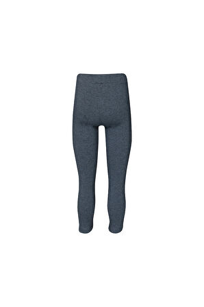 Koyu Gri Yanı Deri Panelli Kız Çocuk Tayt