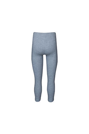 Açık Gri Yanı Deri Panelli Pike Kumaş Kız Çocuk Tayt