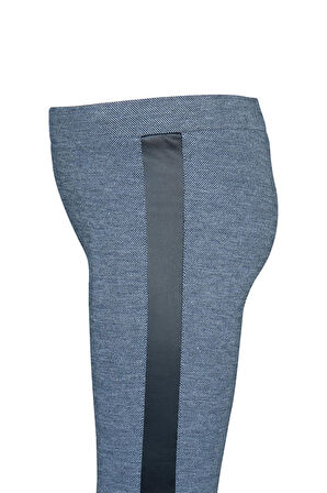 Antrasit Yanı Deri Panelli Pike Kumaş Kız Çocuk Tayt