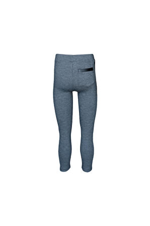 Siyah Yanı Deri Panelli Pike Kumaş Kız Çocuk Tayt