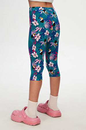 Kız Çocuk Tropical Parrot Desen Kapri