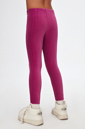 Mor Kız Çocuk Fitilli Kadife Tayt