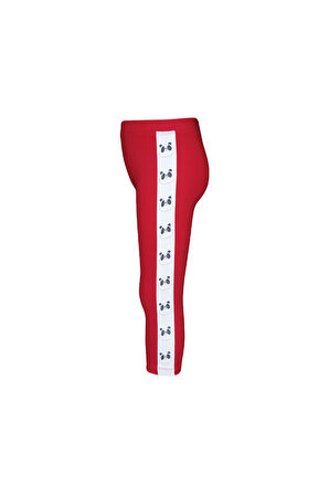 Kırmızı Kız Çocuk Şardonlu Yanda Panda Baskılı Tayt