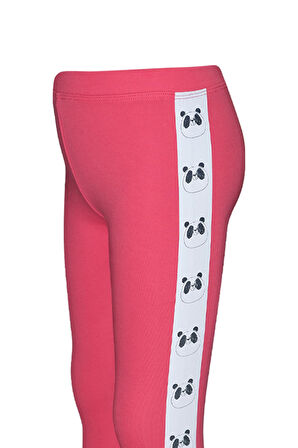 Nar Çiceği Kız Çocuk Şardonlu Yanda Panda Baskılı Tayt