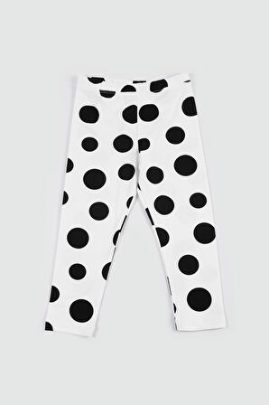 Kız Çocuk Beyaz Zemin Büyük Puanlı Tayt