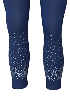 Açık Lacivert Serpme Taşlı Kız Çocuk Yazlık Tayt