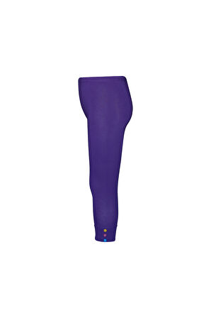 Mor Düğmeli Paça Manşetli Kız Çocuk Yazlık Tayt