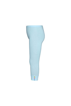 Bebek Mavisi Düğmeli Paça Manşetli Kız Çocuk Yazlık Tayt