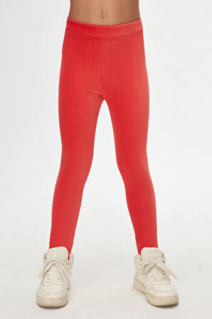 Nar Çiçeği Kız Çocuk Fitilli Kadife Tayt