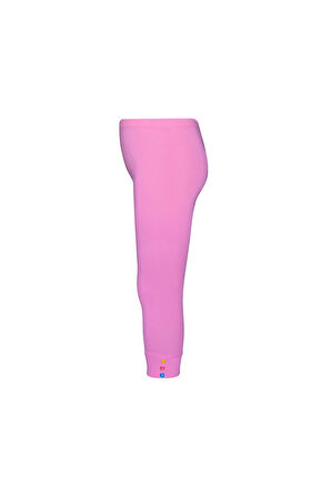 Şeker pembe Düğmeli Paça Manşetli Kız Çocuk Yazlık Tayt
