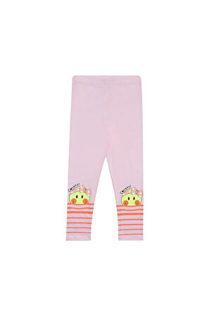 Uçuk pembe Marin Smile Baskılı Kız Çocuk Mesimlik Tayt