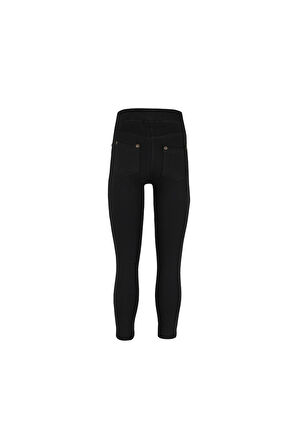 Siyah 4 Cepli Şardonlu Kız Çocuk Kışlık Tayt