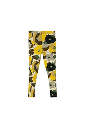 Açık Yeşil Retro Flowers Kız Çocuk Yazlık Desenli Tayt