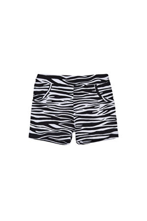 Zebra Kız Çocuk Desenli Cepli Şort