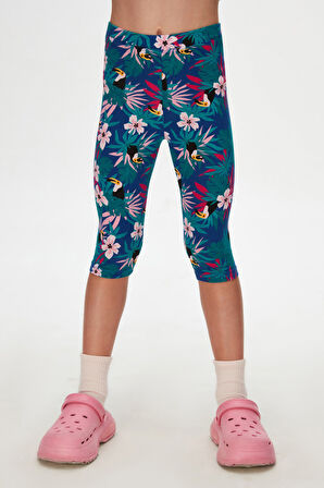 Kız Çocuk Tropical Parrot Desen Kapri