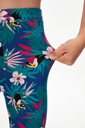 Kız Çocuk Tropical Parrot Desen Kapri