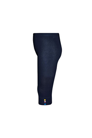 Koyu Lacivert Düğme Aksesuarlı Kız Çocuk Diz Altı Tayt Kapri