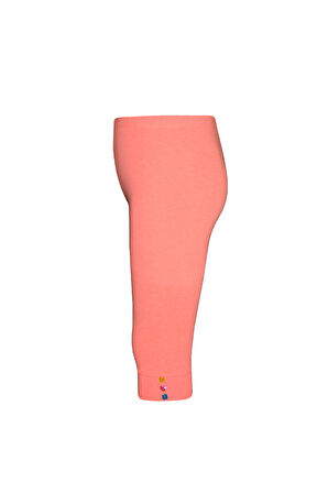 Fosfor Turuncu Kız Çocuk Düğme Aksesuarlı Kapri