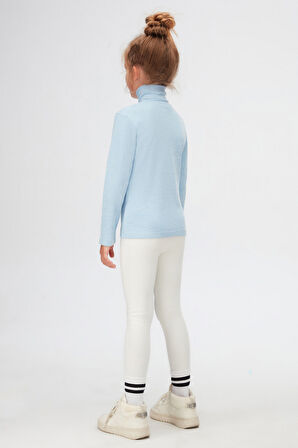 Mavi Melanj Basic Kışlık Tam Balıkçı Yaka Uzun Kollu Kız Çocuk Tişört