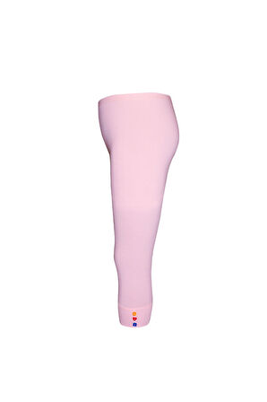 Uçuk Pembe Kız Çocuk Düğme Aksesuarlı Kapri