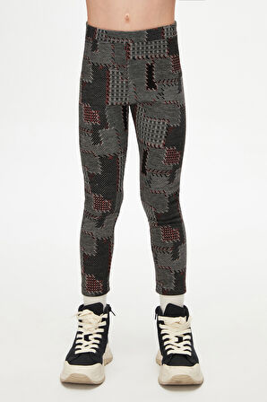 Karışık Canales Desenli Kız Çocuk Örme Kışlık Tayt