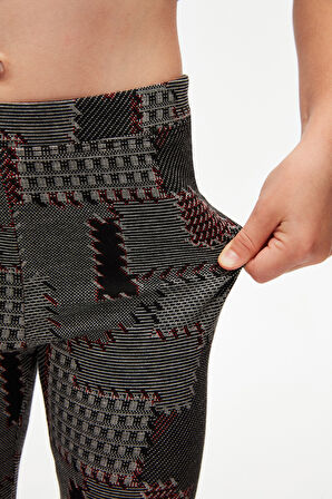 Karışık Canales Desenli Kız Çocuk Örme Kışlık Tayt