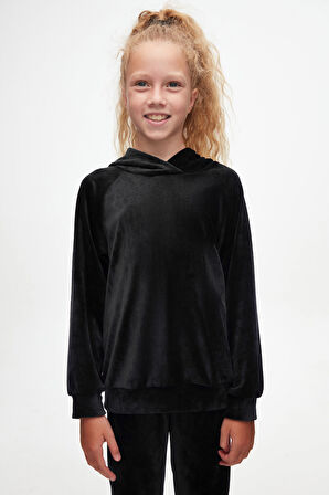 Siyah Kız Çocuk Kadife Alt Üst Takım