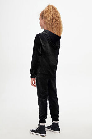 Siyah Kız Çocuk Kadife Alt Üst Takım