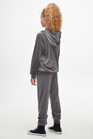 Gri 3 Kız Çocuk Kadife Alt Üst Takım