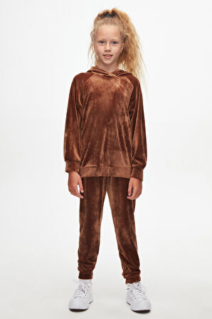 Taba Kız Çocuk Kadife Alt Üst Takım