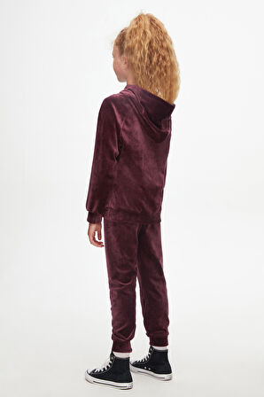 Bordo Kız Çocuk Kadife Alt Üst Takım